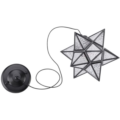 Pendant Light 3 Color Temp LED E26 Bulb Decorative Clear Lampshade Ceiling Hanging Lamp for Living Room Bedroom Hallway Black