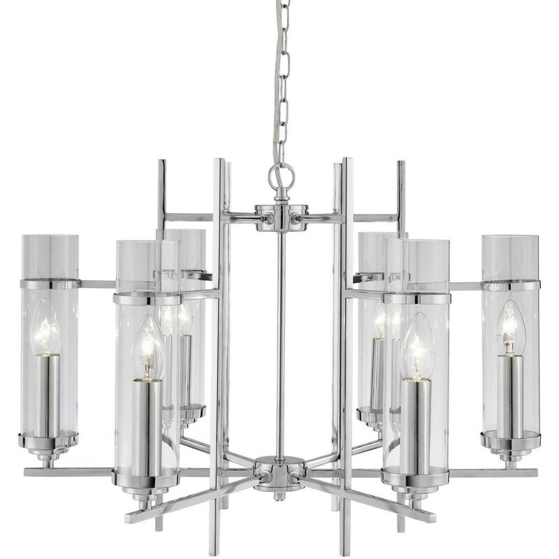 Searchlight Milo - 6 Light Multi Arm Ceiling Pendant Chrome, Glass Six, E14