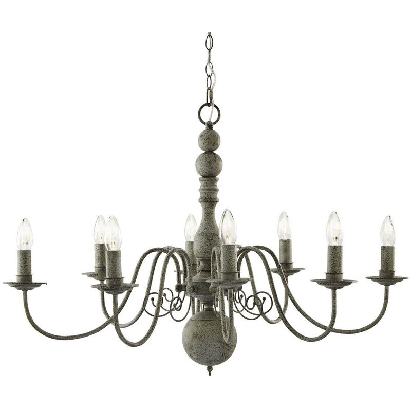 Greythorne - 8 Light Chandelier Grey Finish, E14 - Searchlight