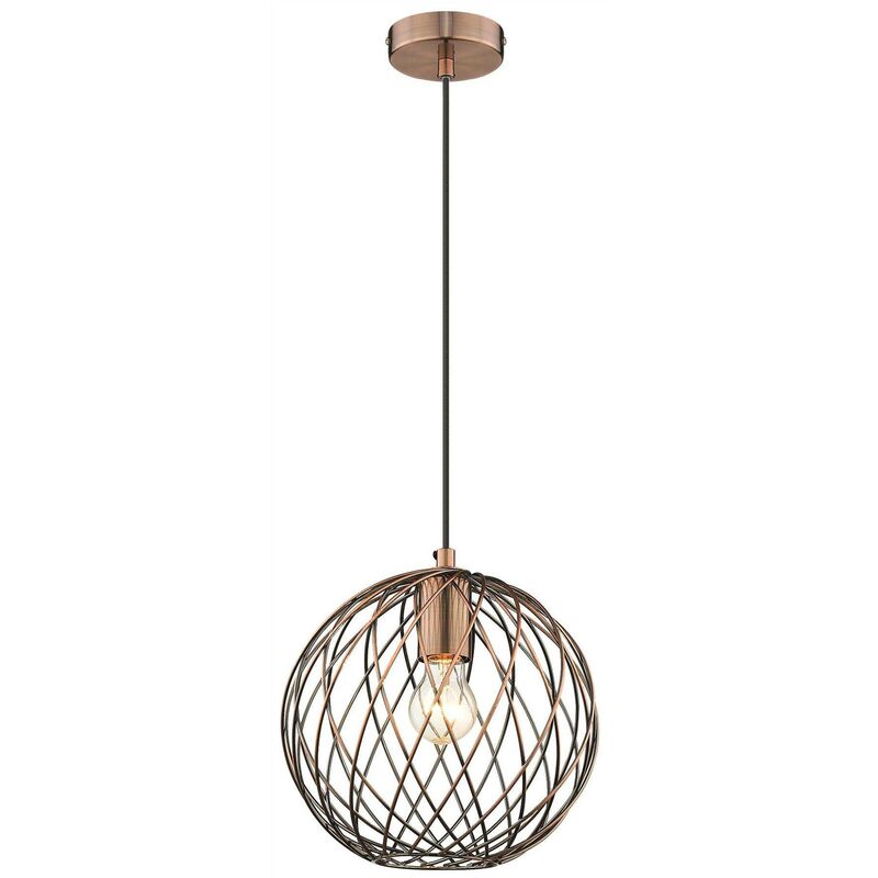 Spring Lighting - 1 Light Wire Ceiling Pendant Antique Copper, E27