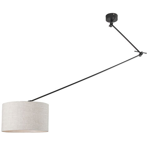 Pendant Light Black with 35 cm Light Grey Lampshade Adjustable - Blitz