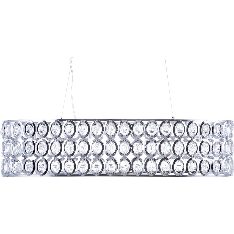 Modern Glam Pendant Lamp Silver Drum Shade Rhinestones Crystals Tenna L