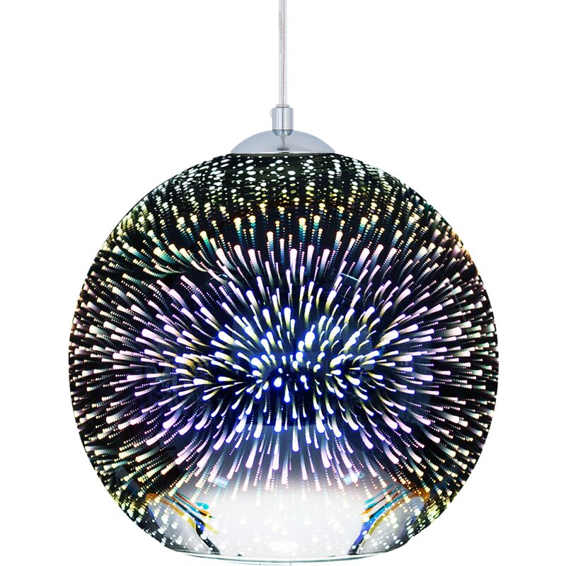 Modern Ceiling Pendant Lamp High Gloss Infinity Light Effect Glass Silver Sessera