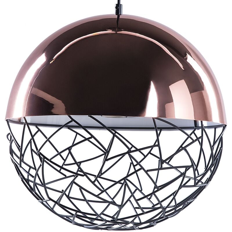 Pendant Light Globe Lamp Gloss Effect Metal Framework Copper