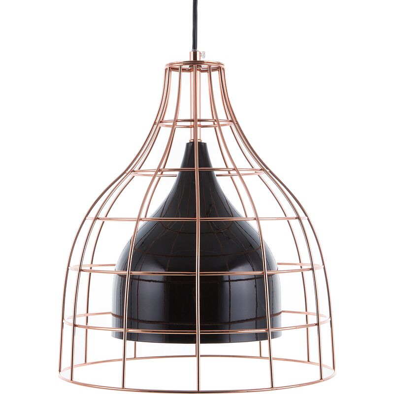 Beliani - Modern Vintage Copper Pendant Lamp Hanging Light Cage Shape Metal Tresa