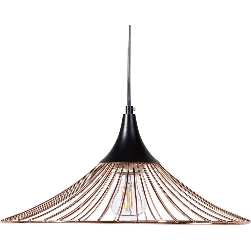 Beliani - Modern Contemporary Pendant Ceiling Lamp Light Wire Shade Copper Giona
