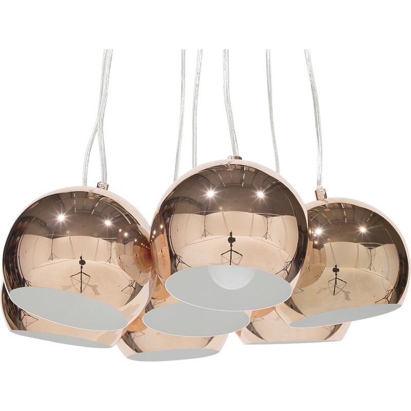 Modern Ceiling Light Copper Glossy Metal Round Shade Multiple Olza