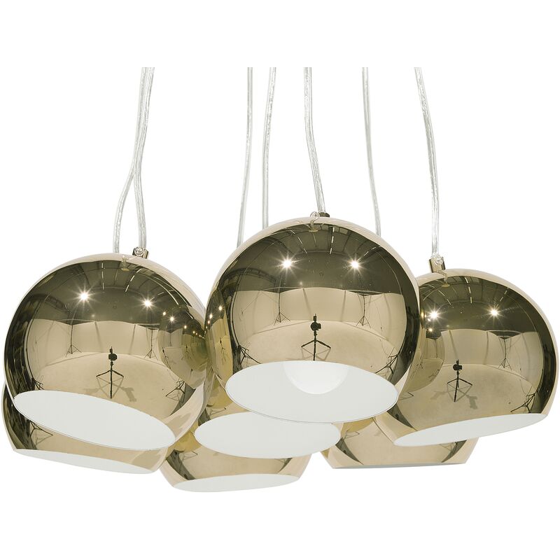 Modern Ceiling Light Gold Glossy Metal Round Shade Multiple Olza