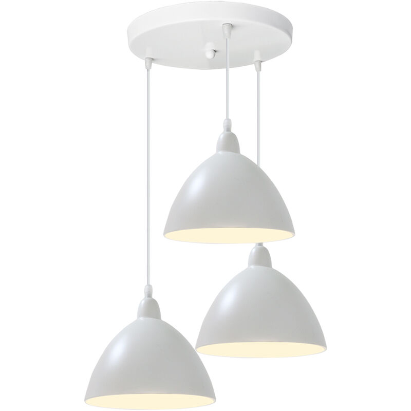 Pendant Light-Modern Pendant Light Vintage 3 Lights Retro Ceiling Lamp, Nordic Style White Ceiling Light for Kitchen, Dining Room (No Bulb)