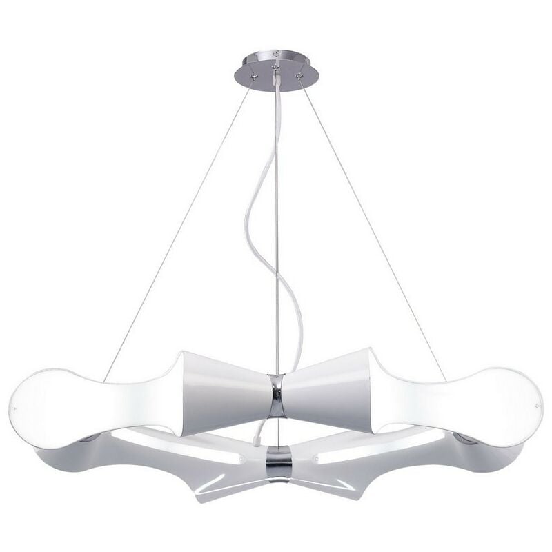 Inspired Mantra - Ora - Ceiling Pendant 8 Flat Round Light E27, Gloss White, White Acrylic, Polished Chrome