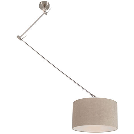 Pendant Light Steel with Lampshade 35 cm Light Brown Adjustable - Blitz