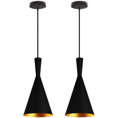 main image of "Pendant Lighting Fitting Modern Hanging Ceiling Light Fixtures with Ø19cm Black Lampshade Retro Industrial Metal Musical Instrument Shape Chandelier (Black)"