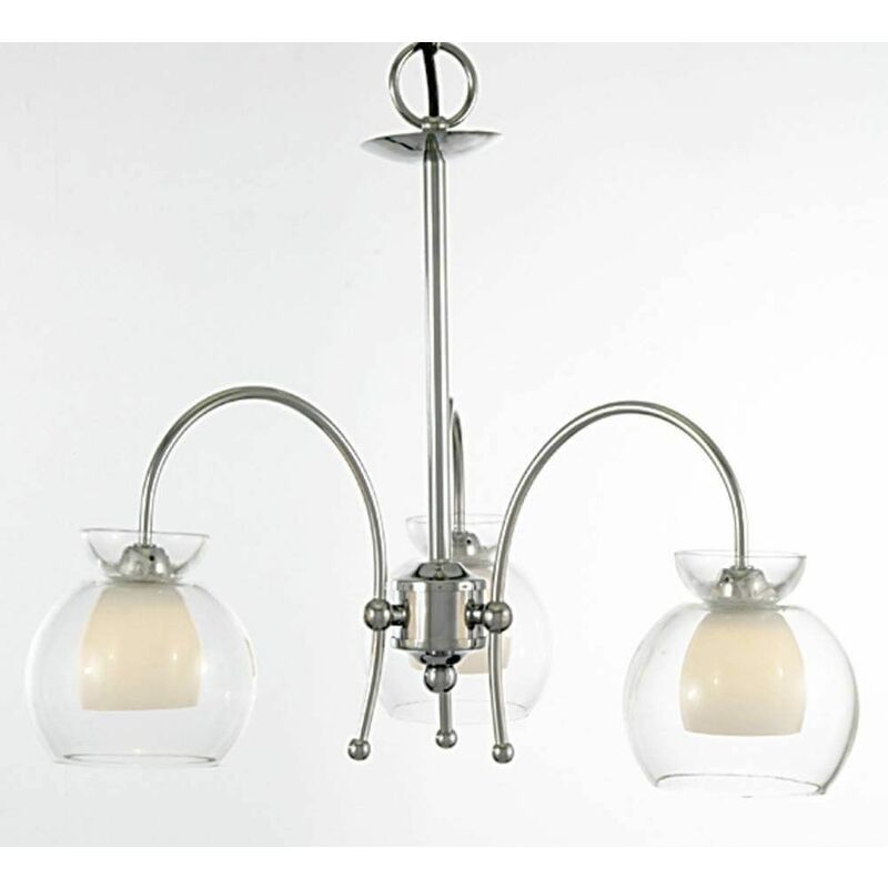 Pendant / Semi Ceiling Lamp Malvina 3 Bulbs polished chrome / transparent glass