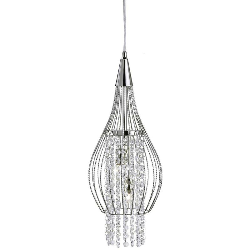Searchlight Rocket - 2 Light Ceiling Pendant Chrome with Glass Crystals, G9