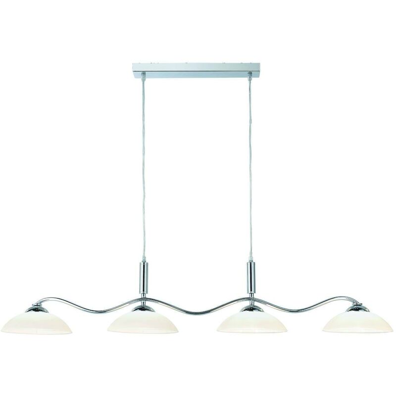 Bar Lights - 4 Light Ceiling Pendant Chrome, Frosted Glass Four Waved Bar, G9 - Searchlight