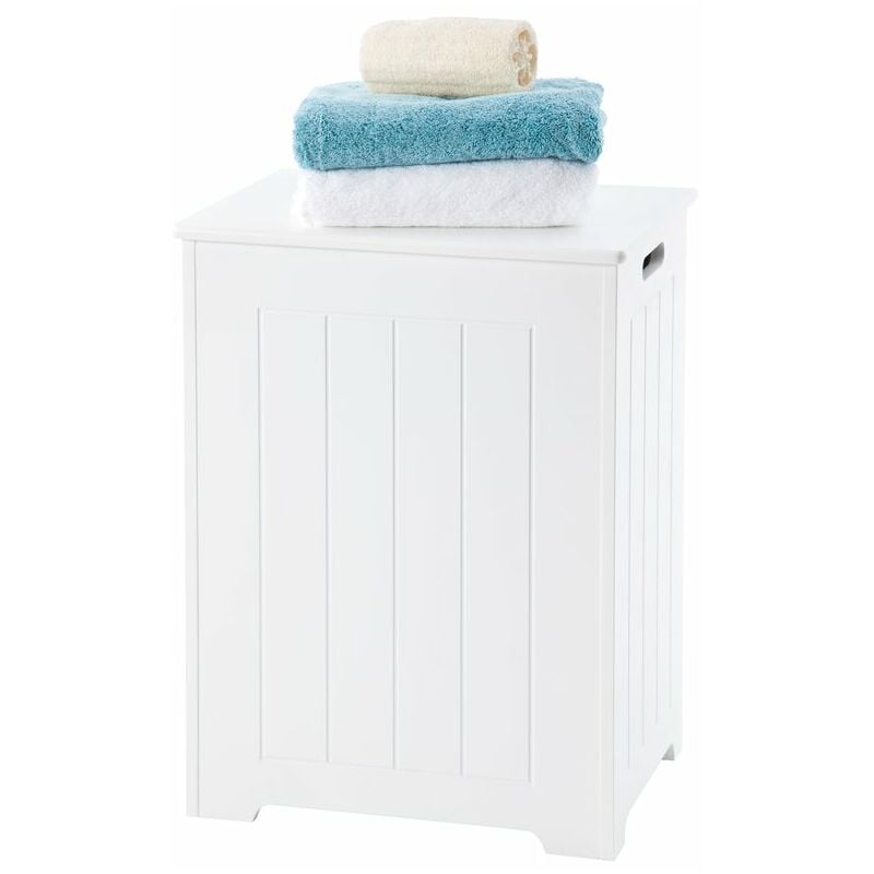 Pendeen Laundry Cabinet // White Scandinavian-inspired Storage Bin for Bathroom or Bedroom
