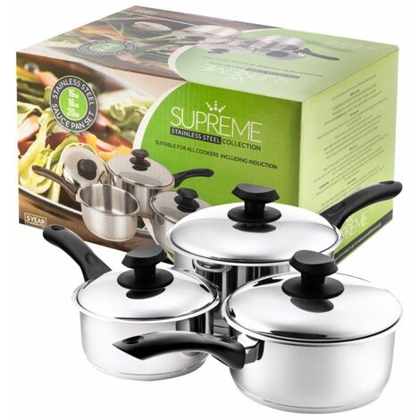 Pendeford Stainless Steel Collection Sauce Pan Set 3 Piece - SS213