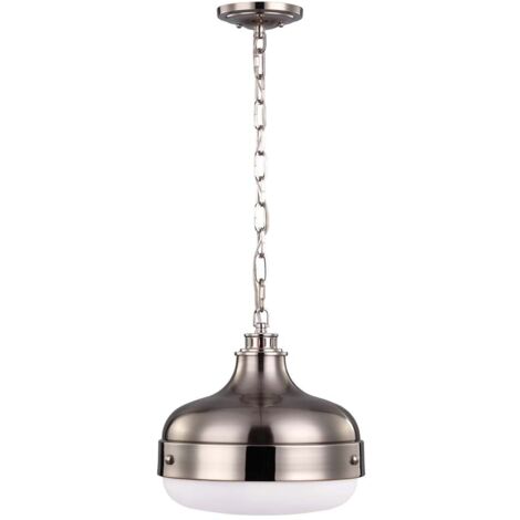 Pendellampe Deckenlampe Hängeleuchte Stahl Glas D 33cm Nickel gebürsteter Stahl