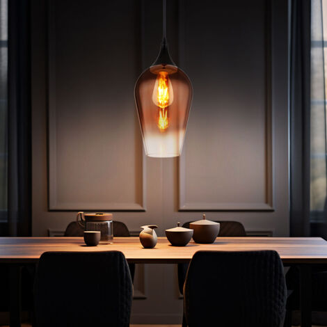 Pendellampe Esstischleuchte Hängelampe kupfer Glas Wohnzimmerleuchte H 120 cm
