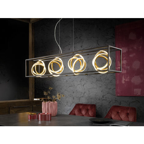 Pendellampe Hängelampe Esstischleuchte schwarz gold LED dimmbar Höhe verstellbar