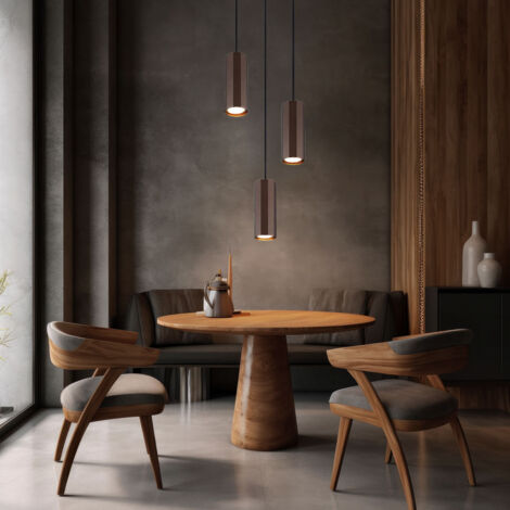 Pendellampe Hängelampe Esszimmerlampe 3 flammig Wohnzimmerleuchte bronze H 120cm