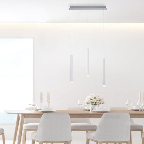 Pendellampe Hängeleuchte Esszimmerlampe Wohnzimmerleuchte Deckenlampe, Aluminium Silber, 1x LED 18W 1000Lm 3000K warmweiß, H 120 cm