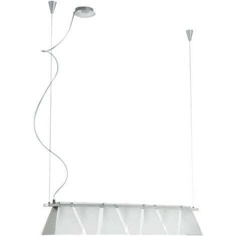 Pendellampe Hängeleuchte Glas Esstischlampe Wohnzimmerleuchte, Stahl nickel matt, satiniert klar, 7x G9, LxH 95x110 cm