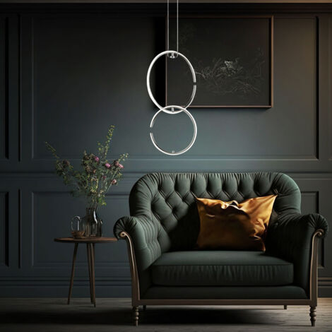 Pendellampe LED Hängeleuchte Esstischlampe Deckenlampe Wohnzimmer, Ring Design chrom, 17W 1650lm 4000K, LxBxH 45x21x230 cm Wofi 6989.02.01.0500