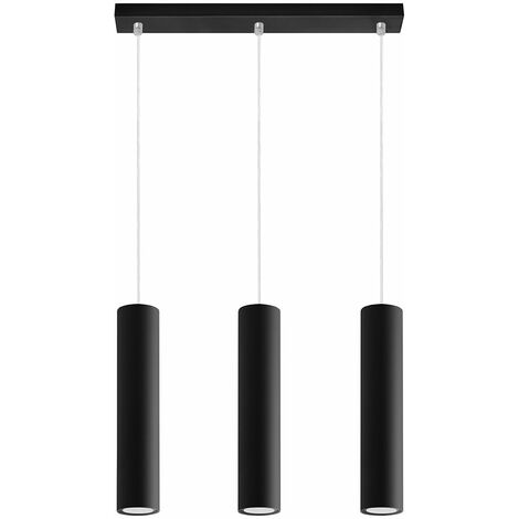 Pendelleuchte 3-flammig Metall Hängelampe Esszimmer Design Pendelleuchte 3 flammig schwarz, aus Stahl, 3x GU10, LxBxH 45x8x100 cm