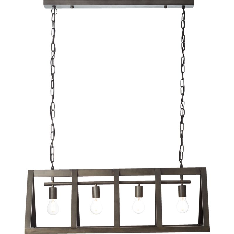 Lightbox - Hängelampe 4 flammig Pendelleuchte für Esstische 95cm Breite Kette kürzbar 4x E27 Metall, schwarz stahl'-'LB00001379