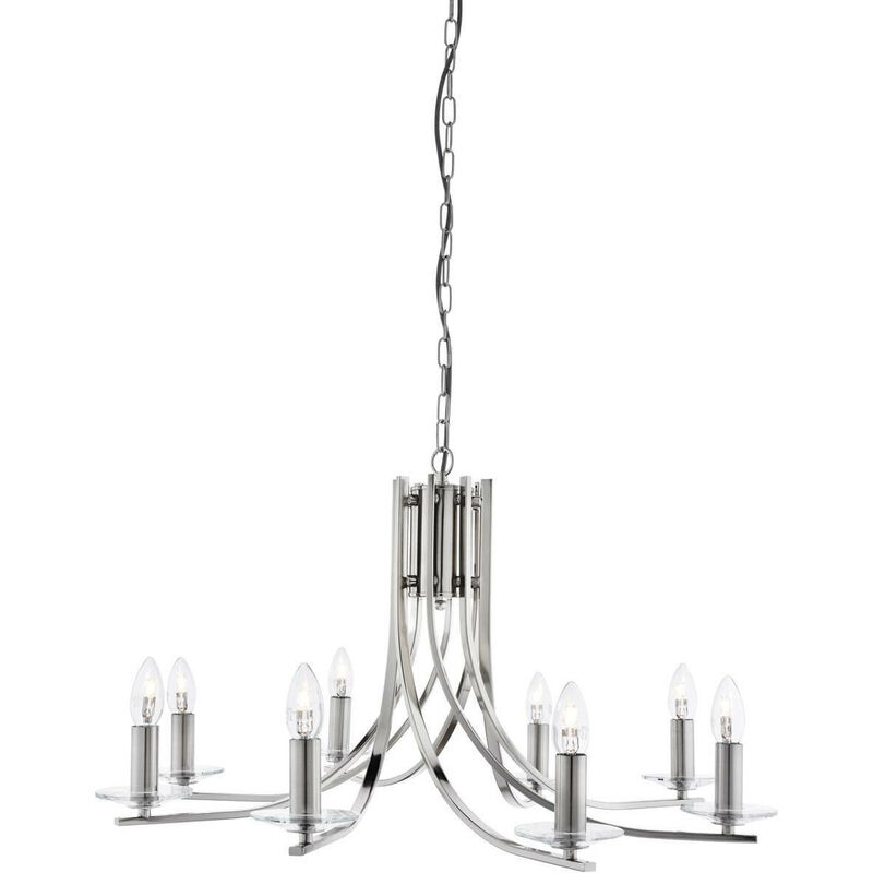 03searchlight - Pendelleuchte 8 Ascona-Lampen aus Satin-Silber und Glas