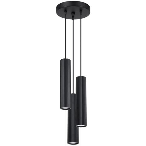 Pendelleuchte Aluminium 19,5 cm breit H: max. 108 cm Schwarz GU10 3-flammig Modern