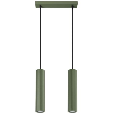 Pendelleuchte Aluminium GU10 H: max. 90 cm Olivgrün 2-flammig länglich Modern Hängeleuchte