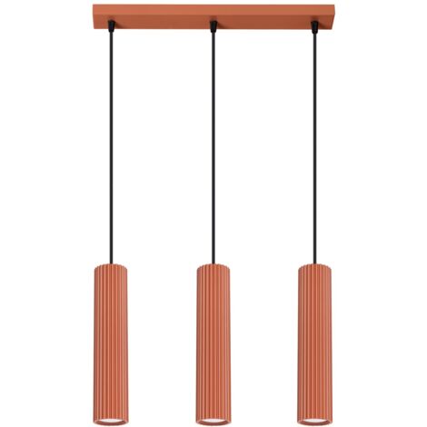 Pendelleuchte Aluminium H: max. 98 cm Ockerrot GU10 3-flammig länglich Modern Hängelampe