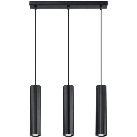 Pendelleuchte Aluminium H: max. 98 cm Schwarz GU10 3-flammig länglich Modern