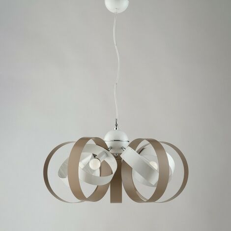 Pendelleuchte aus Eisen fünf Lichter Tortora White 58x h26 cm