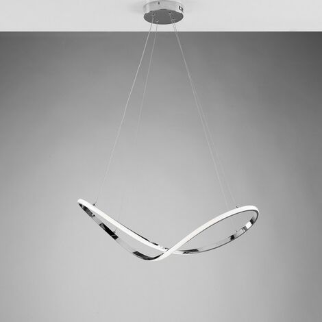 Pendelleuchte aus Metall und Aluminium Poliertes Chrom Integrierte LED 70x29 h150 cm