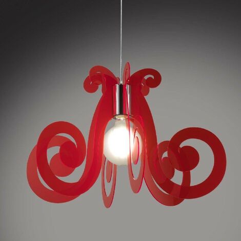 Pendelleuchte aus Plexiglas MIZAR Red Durchmesser 64x h41 cm