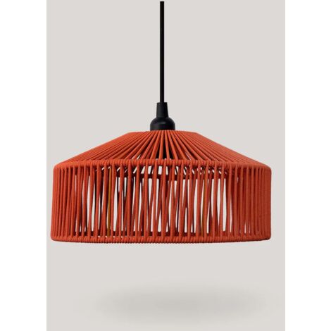 Pendelleuchte außen Seil Lampenschirm E27 IP54 rund Ø 30 cm Terracotta Modern Außenleuchte Garten Hängelampe Balkon