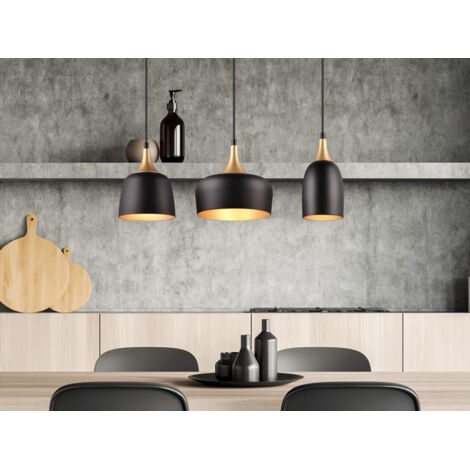 Pendelleuchte CHIRAZ 3-flammig Metall Schwarz Gold, Breite 63cm