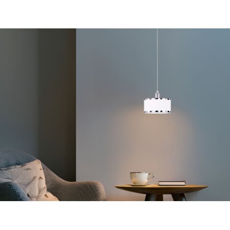 Pendelleuchte CIARA mit Stoffschirm in Weiß, Ø 20cm