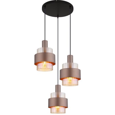 Pendelleuchte Deckenlampe Hängelampe Esszimmerlampe Glas Amber 3-Flammig