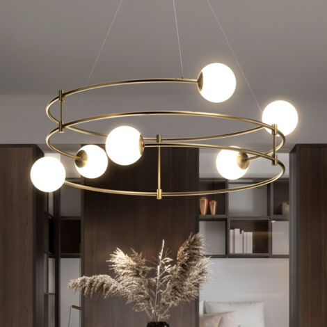 Pendelleuchte Deckenlampe Hängeleuchte Esszimmerleuchte Glas Gold D 81,2 cm
