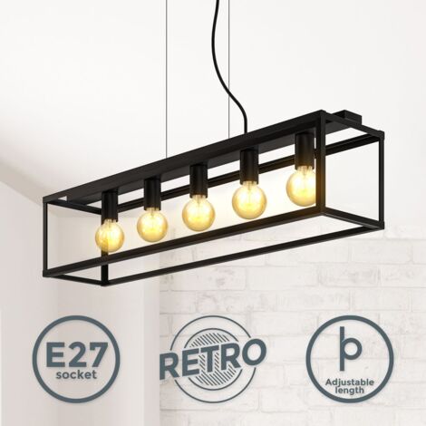 Pendelleuchte Deckenlampe Retro Vintage schwarz E27 Fassung Esstisch Hängelampe