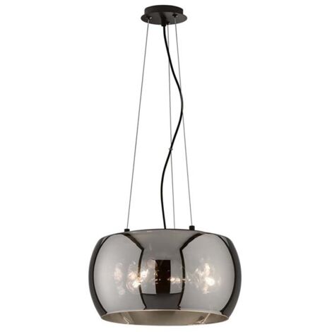 Pendelleuchte DIMA 3-flammig rund aus Rauchglas Industrial, Ø 40cm