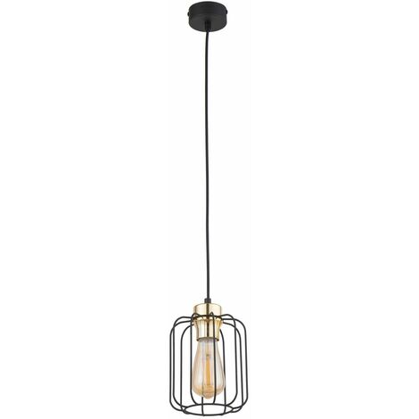 Pendelleuchte E27 Schwarz Ø 15 cm Metall Hängeleuchte Wohnzimmer