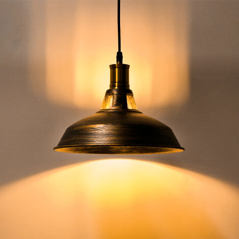Pendelleuchte Eisen Kronleuchter im Industrielle Stil Hängelampe mit Lampenschirm E27 Fassung für Loft Esszimmer Wohnzimmer Flur (Messing)