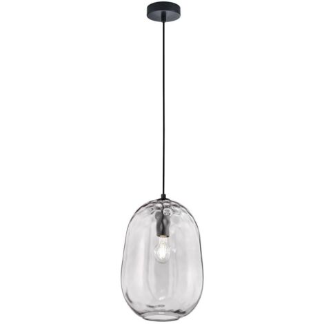 Pendelleuchte Esszimmerleuchte Esstischlampe Hängeleuchte Glas grau transparent