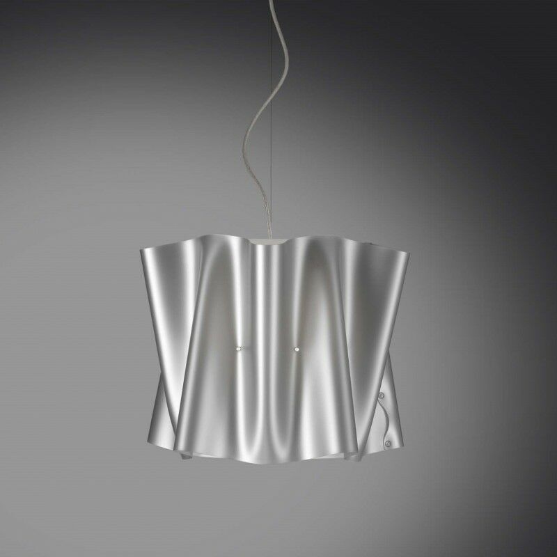 Linea Zero - Pendelleuchte FOLIO Lampenschirm in Silber Polilux Durchmesser 40x h37 cm