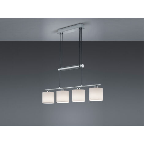 Pendelleuchte GARDA 4-flammig Weiß höhenverstellbar mit Stoffschirmen, B: 77cm
